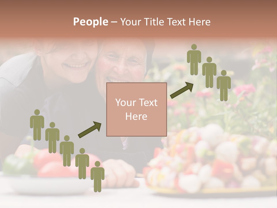 A Young Woman - Grandchild Or Carer - Next To An Old Woman At The Table, With Fresh Food In Front Of Them. PowerPoint Template