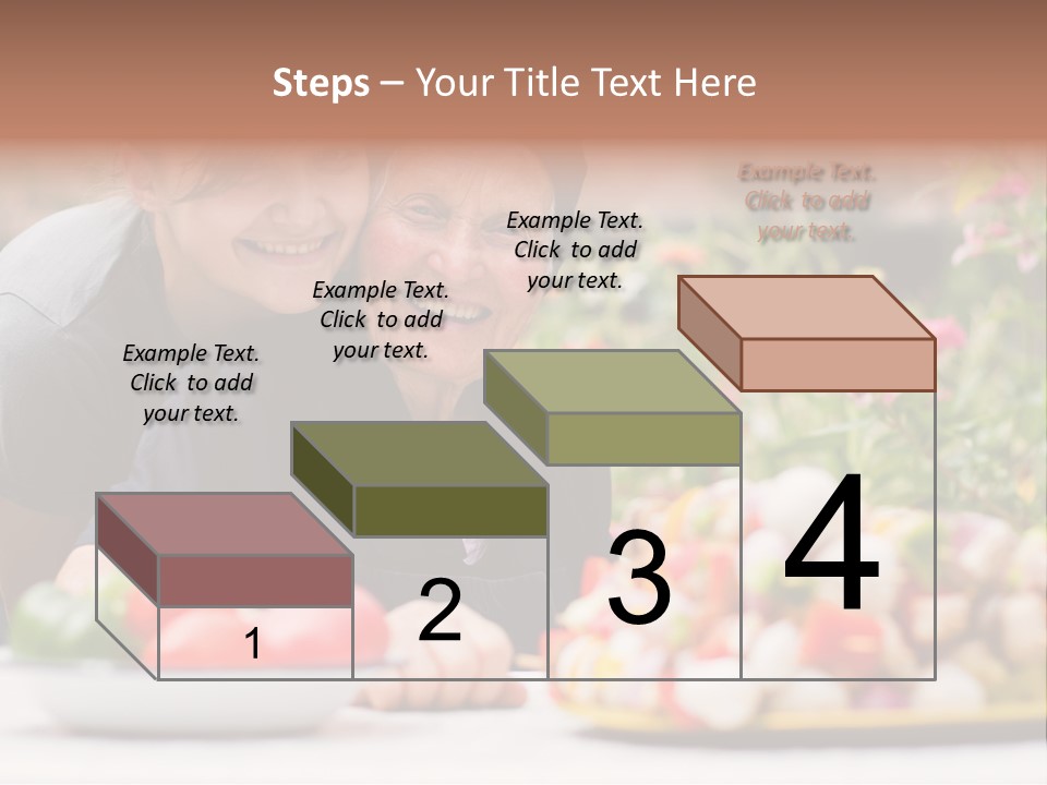 A Young Woman - Grandchild Or Carer - Next To An Old Woman At The Table, With Fresh Food In Front Of Them. PowerPoint Template