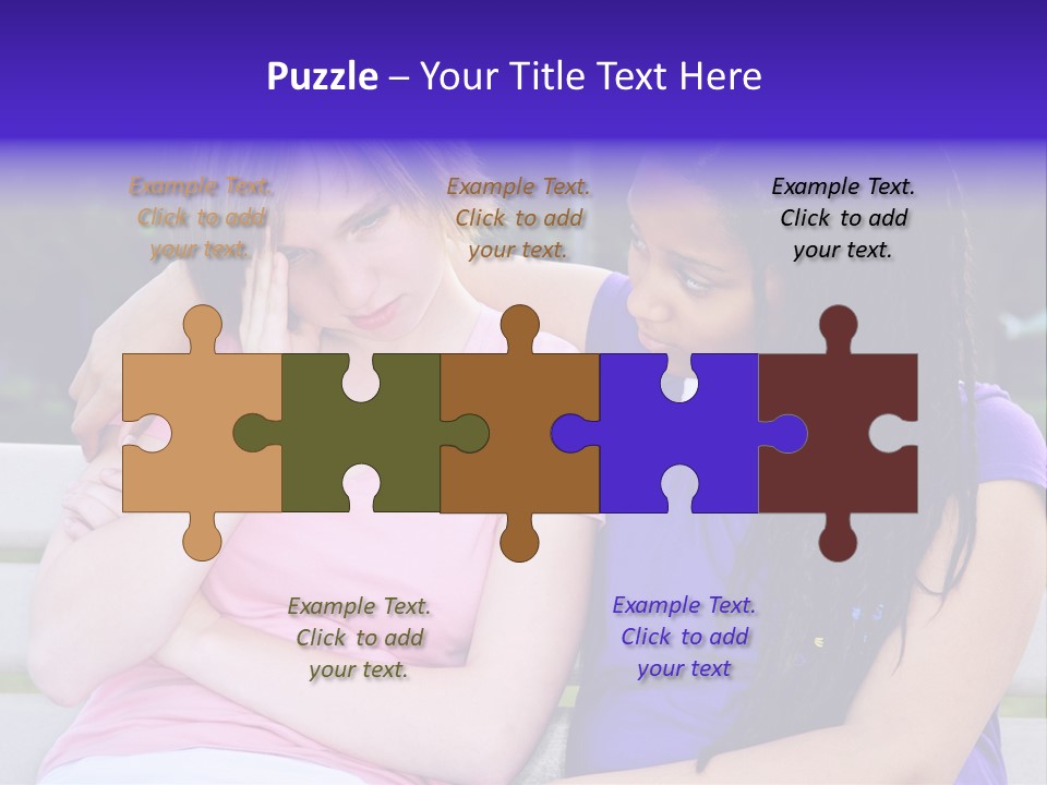 Teenage Girl Consoling Her Sad Upset Friend PowerPoint Template