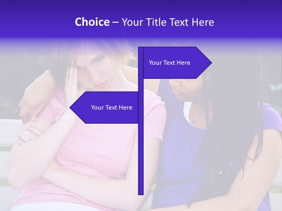 Teenage Girl Consoling Her Sad Upset Friend PowerPoint Template