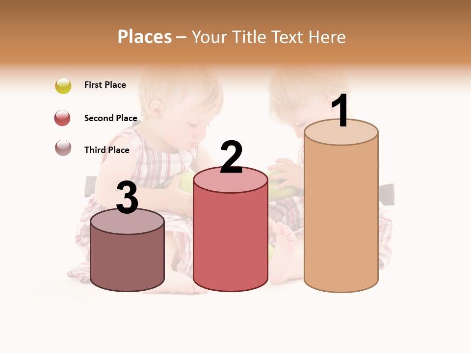 Picture Of Two Adorable Twins Over White PowerPoint Template