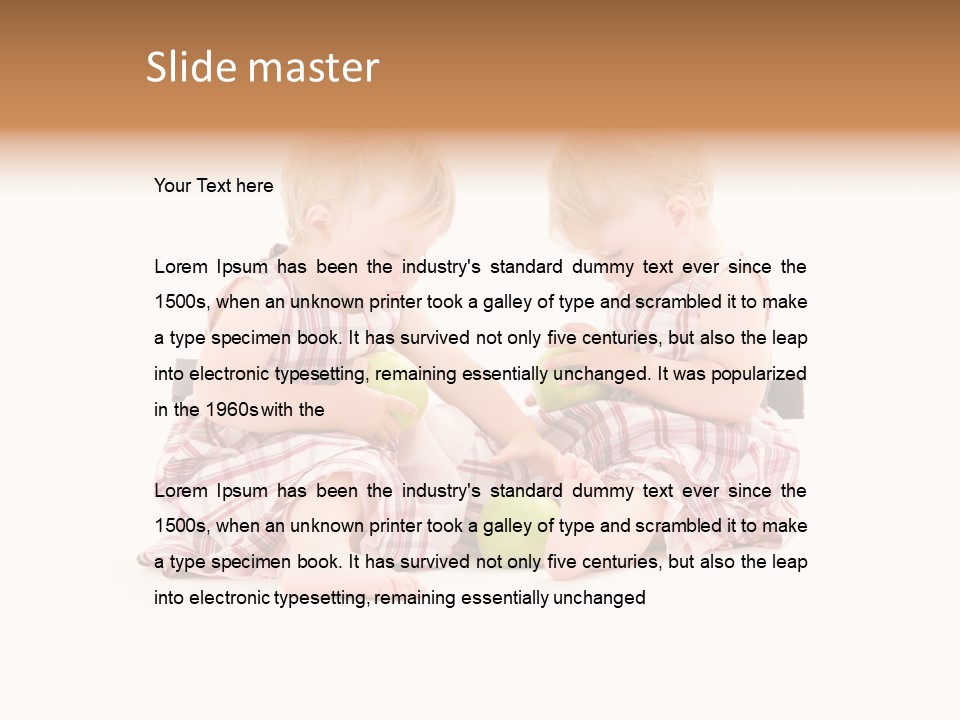 Picture Of Two Adorable Twins Over White PowerPoint Template