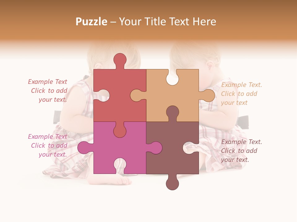 Picture Of Two Adorable Twins Over White PowerPoint Template