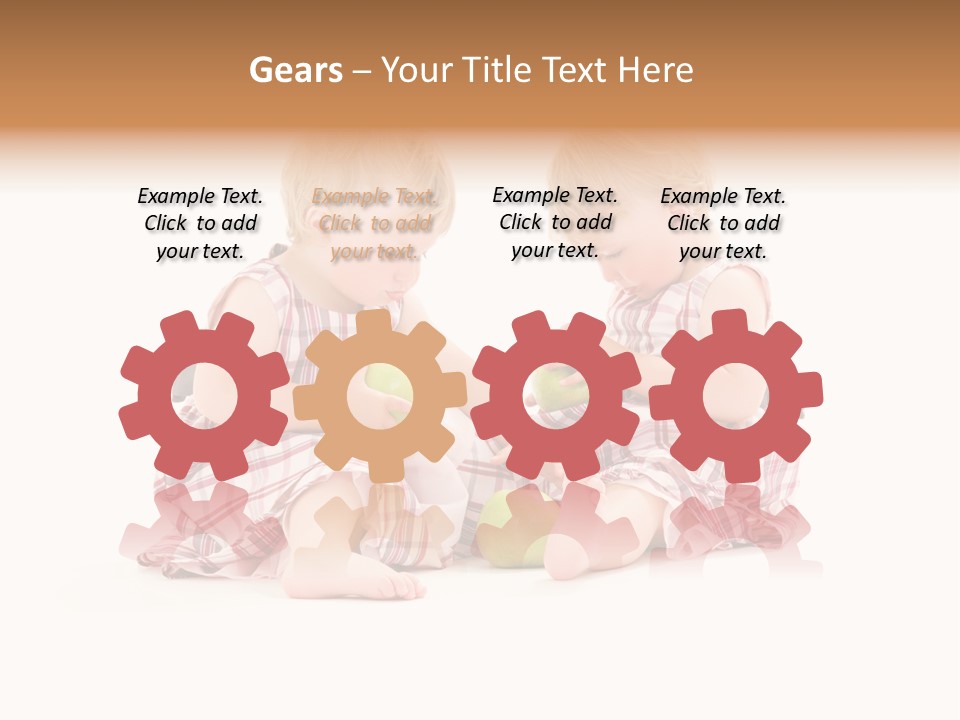 Picture Of Two Adorable Twins Over White PowerPoint Template