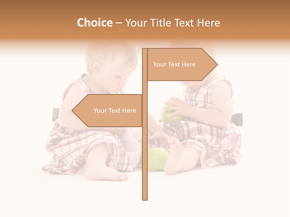 Picture Of Two Adorable Twins Over White PowerPoint Template
