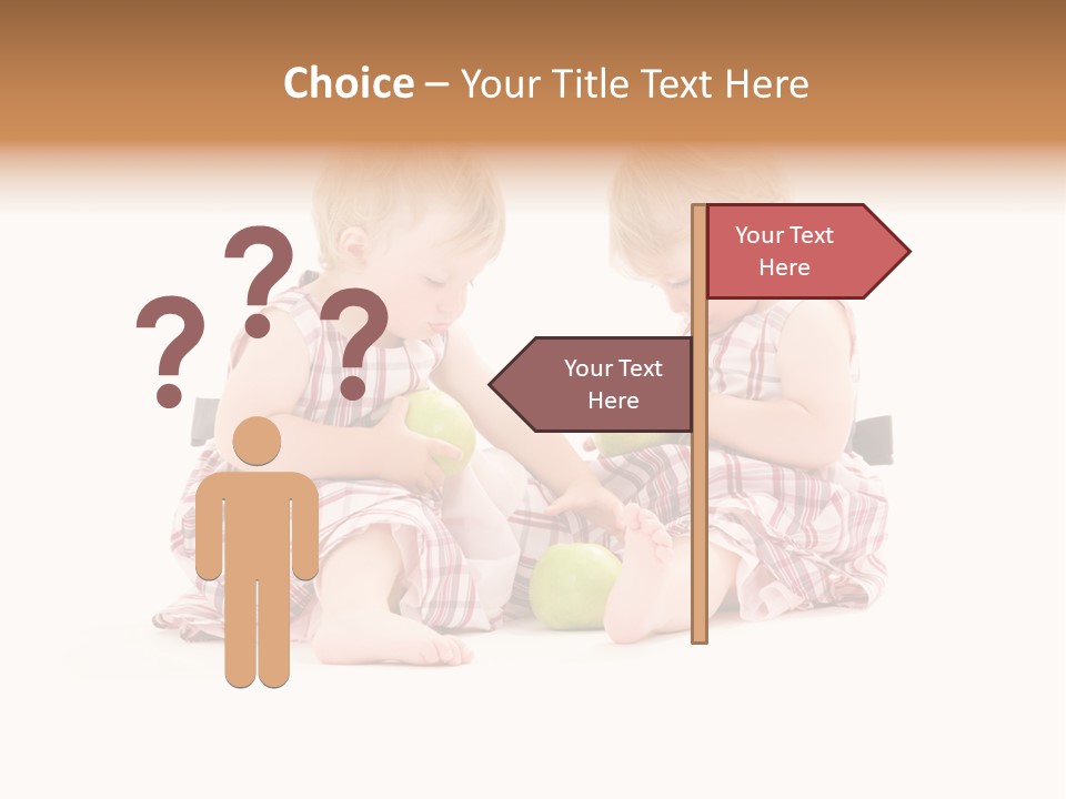Picture Of Two Adorable Twins Over White PowerPoint Template
