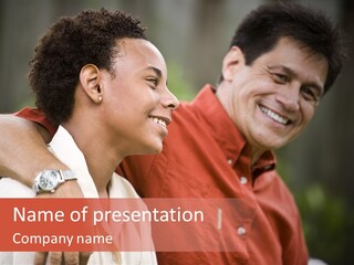 Hispanic Father With African American Teenage Son PowerPoint Template