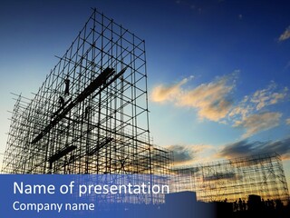 Construction Site At Dusk PowerPoint Template
