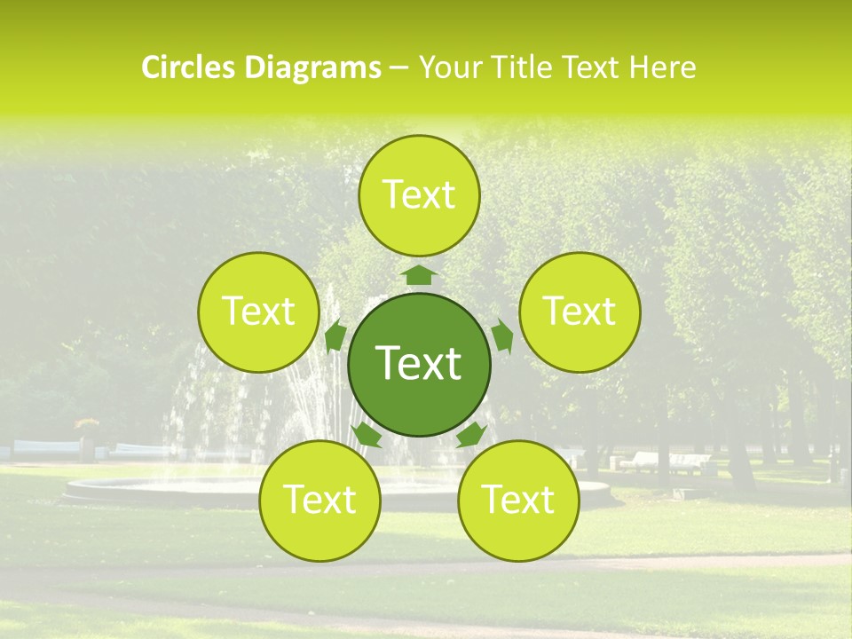 Fountains In Park In Saint-Petersburg, Russia PowerPoint Template