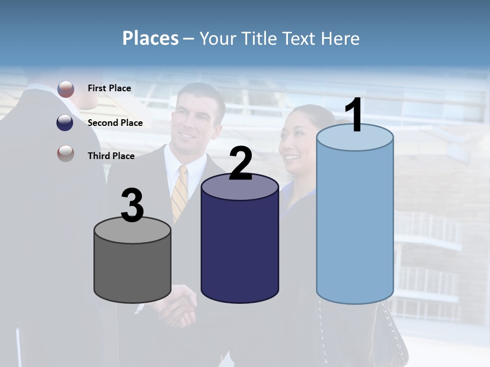 A Business Man And Woman Team At Office Shaking Hands PowerPoint Template