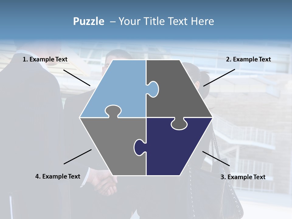 A Business Man And Woman Team At Office Shaking Hands PowerPoint Template