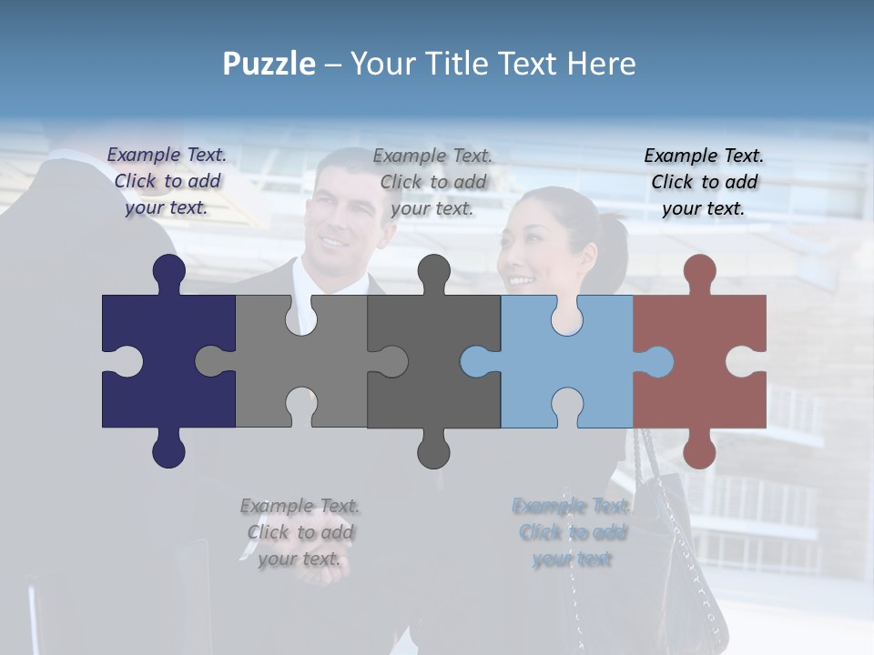 A Business Man And Woman Team At Office Shaking Hands PowerPoint Template