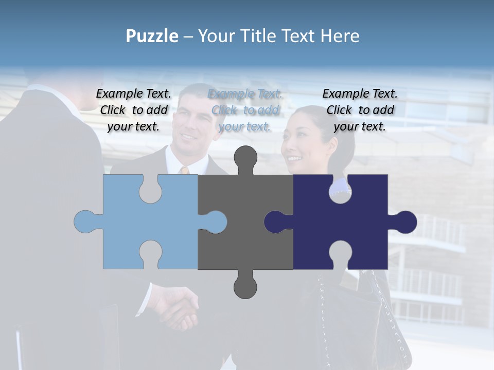 A Business Man And Woman Team At Office Shaking Hands PowerPoint Template