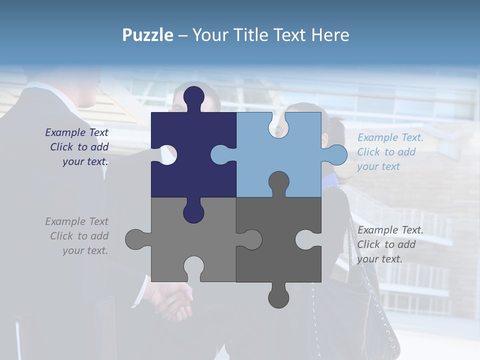 A Business Man And Woman Team At Office Shaking Hands PowerPoint Template