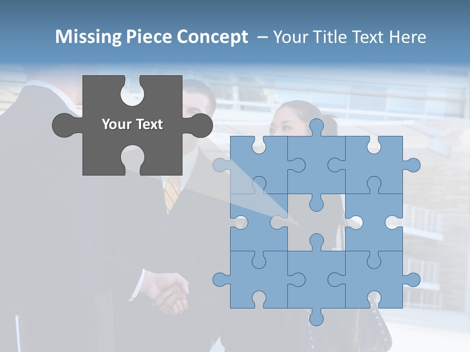 A Business Man And Woman Team At Office Shaking Hands PowerPoint Template