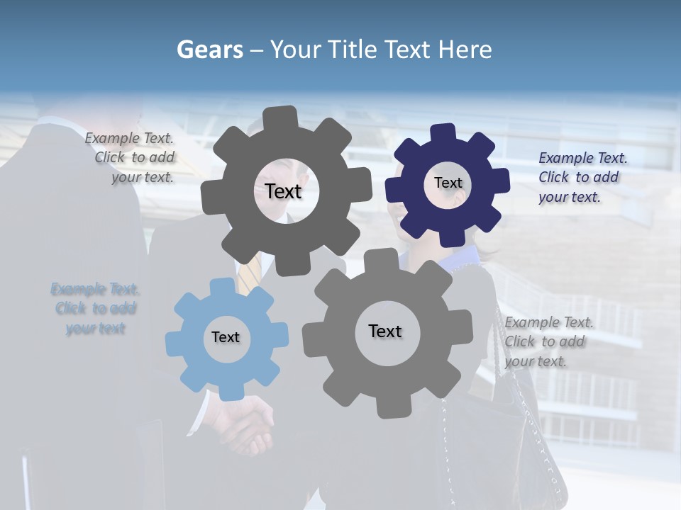 A Business Man And Woman Team At Office Shaking Hands PowerPoint Template