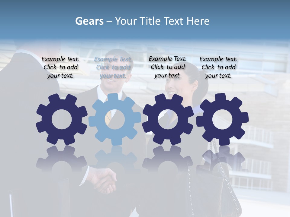 A Business Man And Woman Team At Office Shaking Hands PowerPoint Template