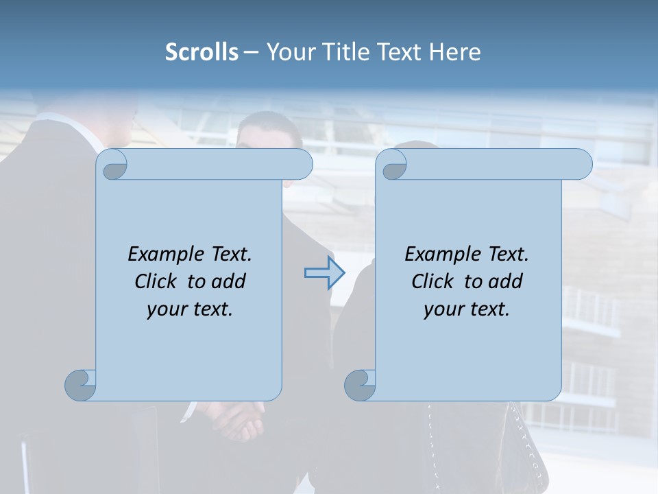 A Business Man And Woman Team At Office Shaking Hands PowerPoint Template