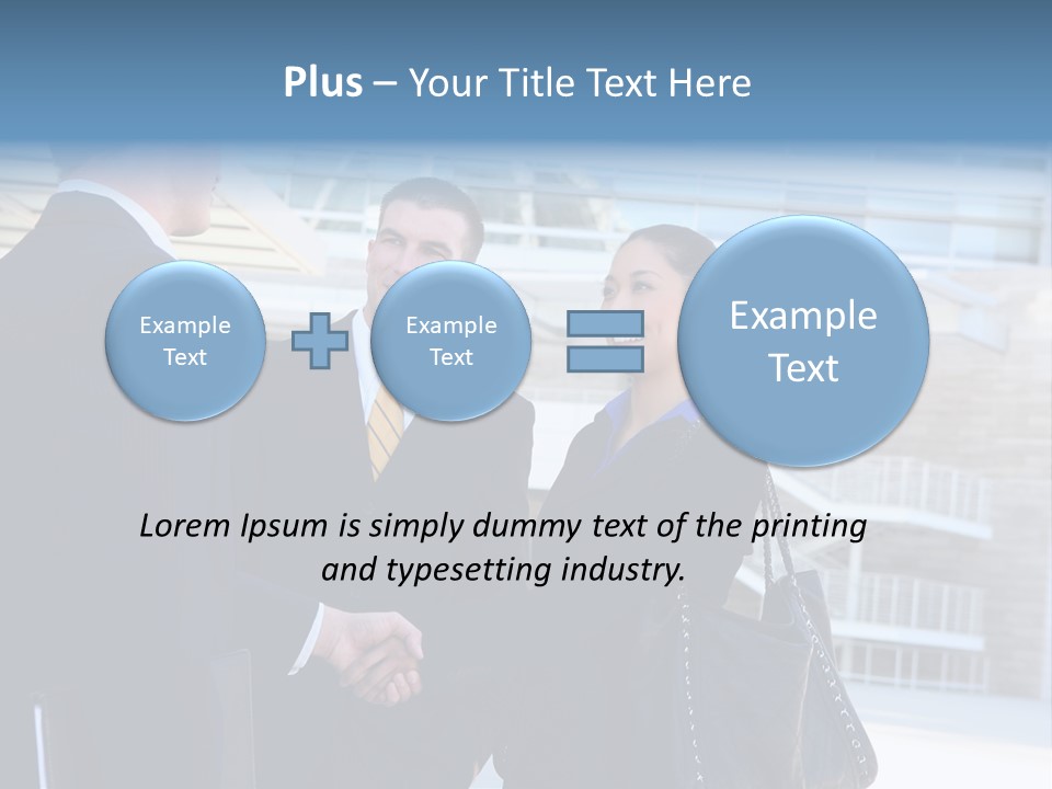 A Business Man And Woman Team At Office Shaking Hands PowerPoint Template
