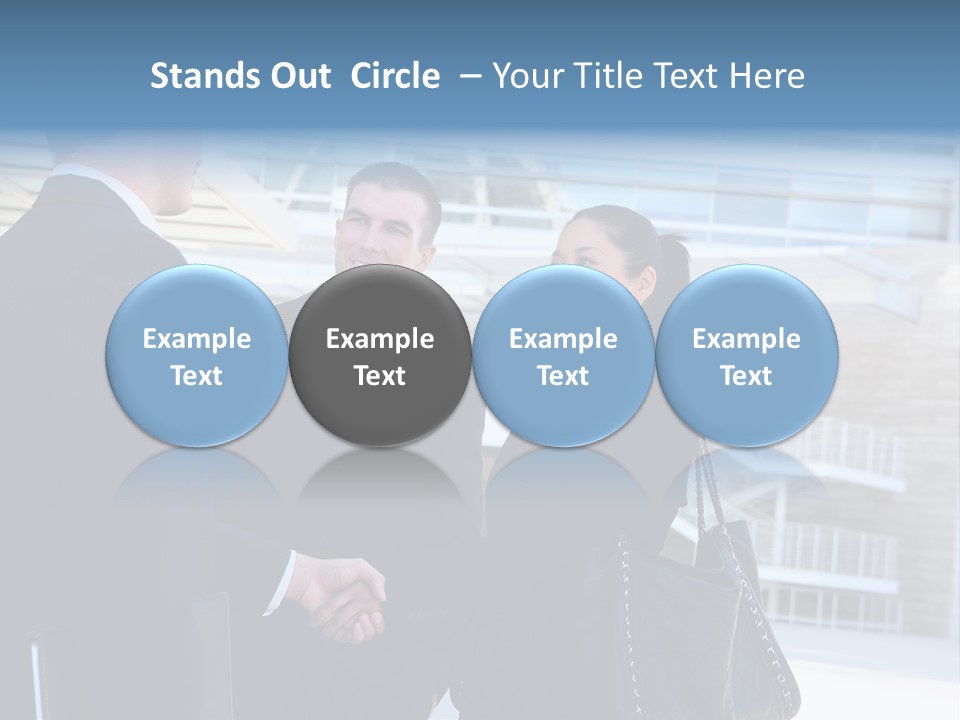 A Business Man And Woman Team At Office Shaking Hands PowerPoint Template