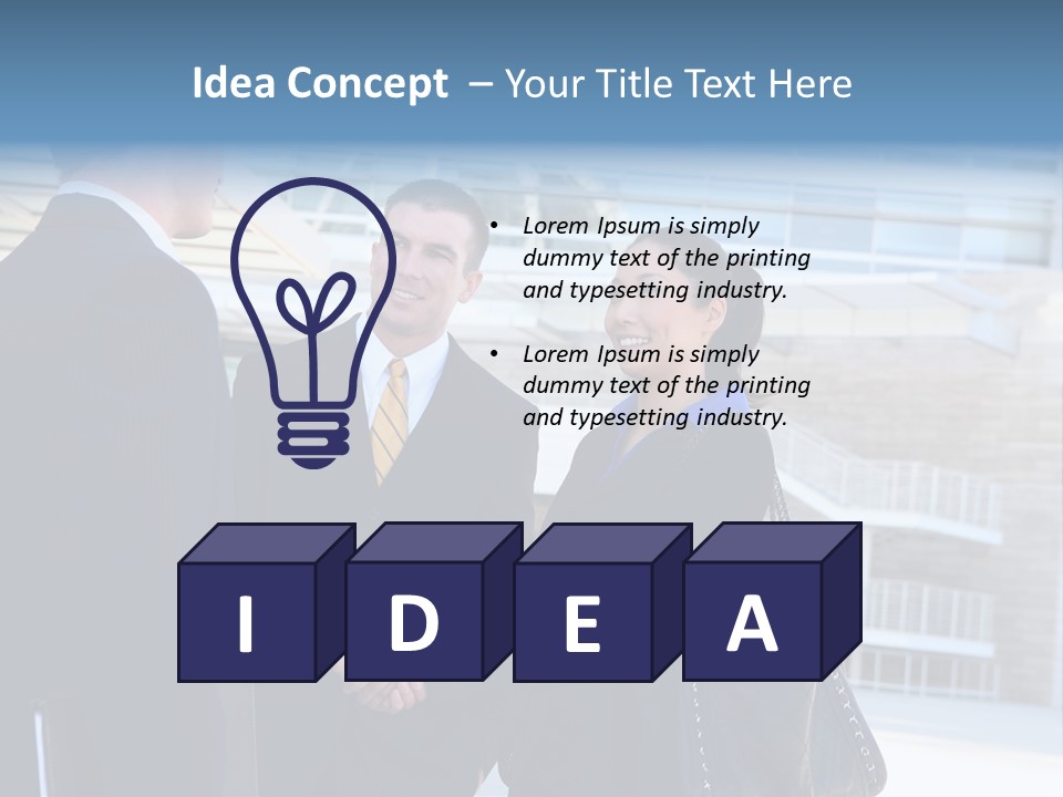 A Business Man And Woman Team At Office Shaking Hands PowerPoint Template