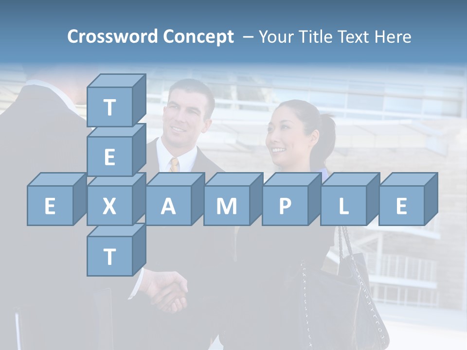 A Business Man And Woman Team At Office Shaking Hands PowerPoint Template