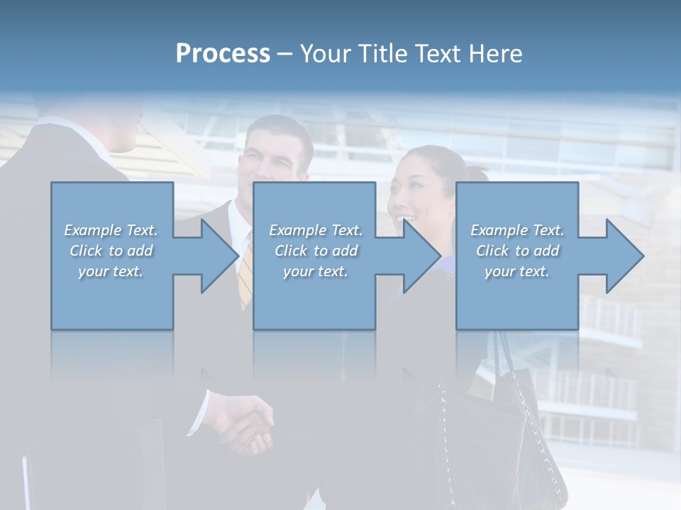 A Business Man And Woman Team At Office Shaking Hands PowerPoint Template