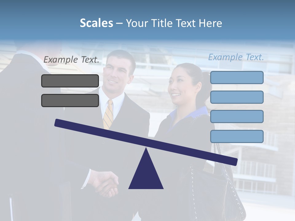 A Business Man And Woman Team At Office Shaking Hands PowerPoint Template