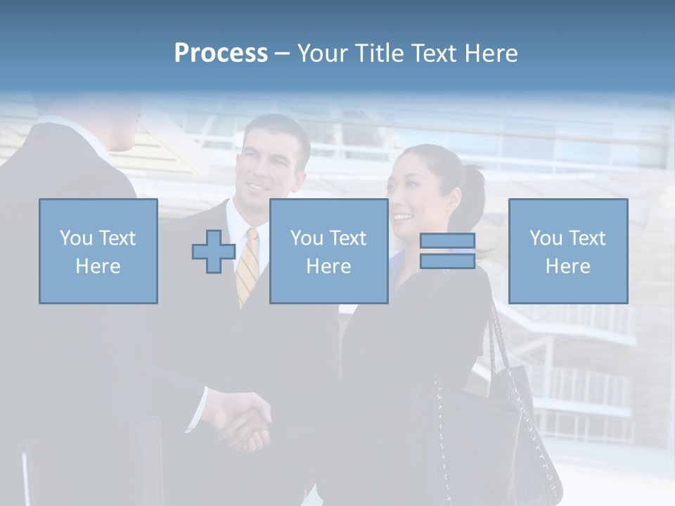 A Business Man And Woman Team At Office Shaking Hands PowerPoint Template
