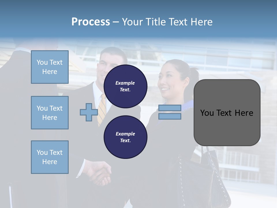 A Business Man And Woman Team At Office Shaking Hands PowerPoint Template