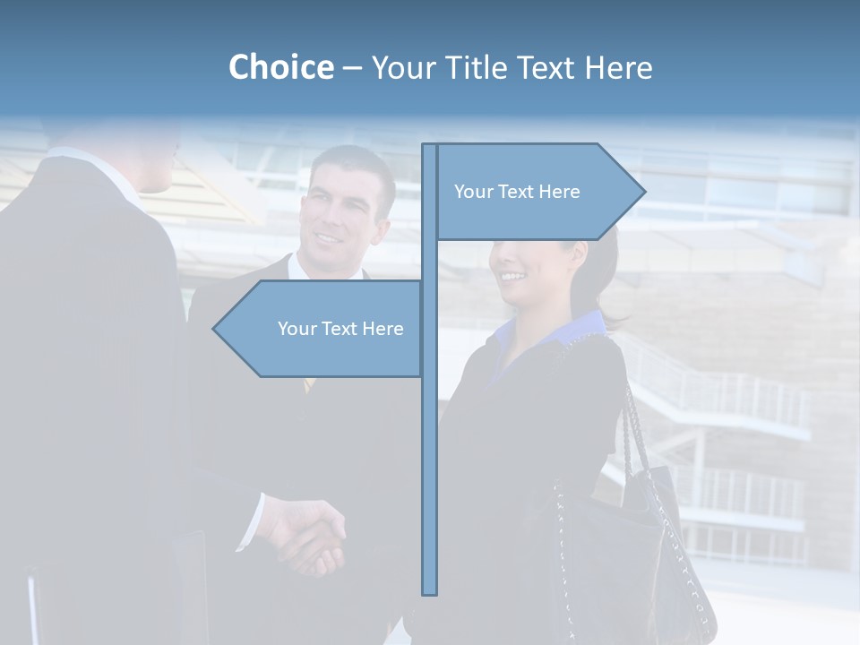 A Business Man And Woman Team At Office Shaking Hands PowerPoint Template