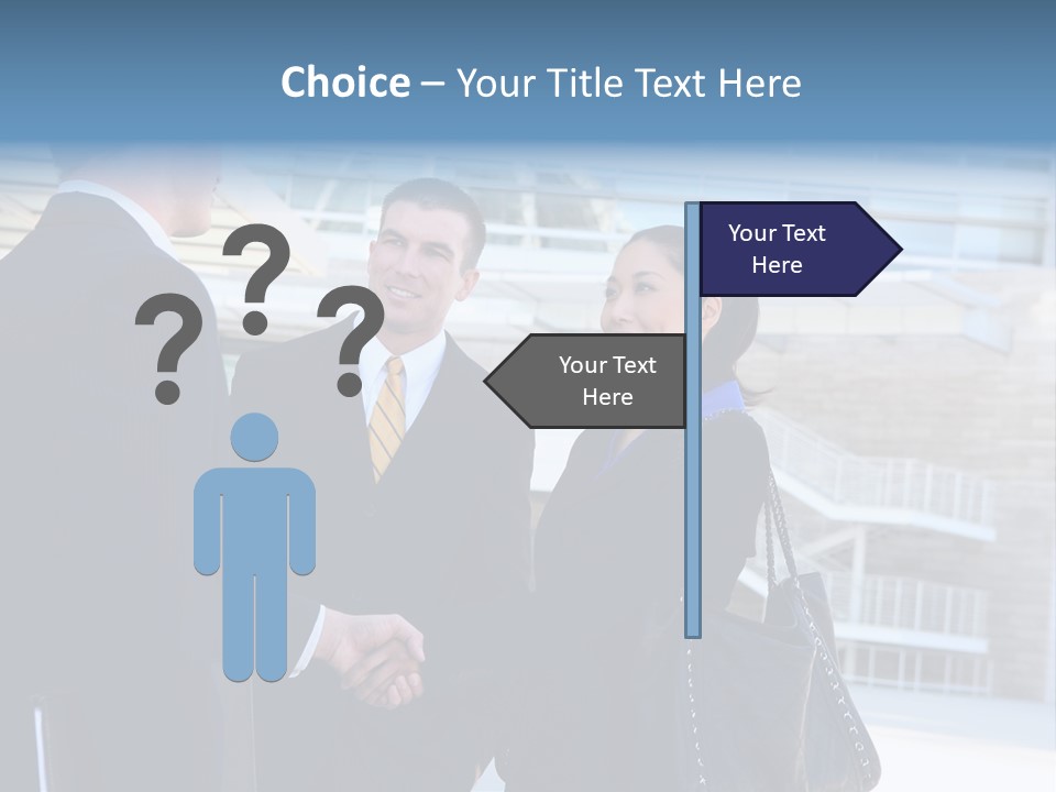 A Business Man And Woman Team At Office Shaking Hands PowerPoint Template