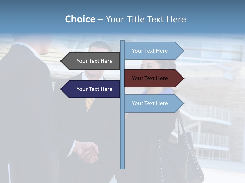 A Business Man And Woman Team At Office Shaking Hands PowerPoint Template