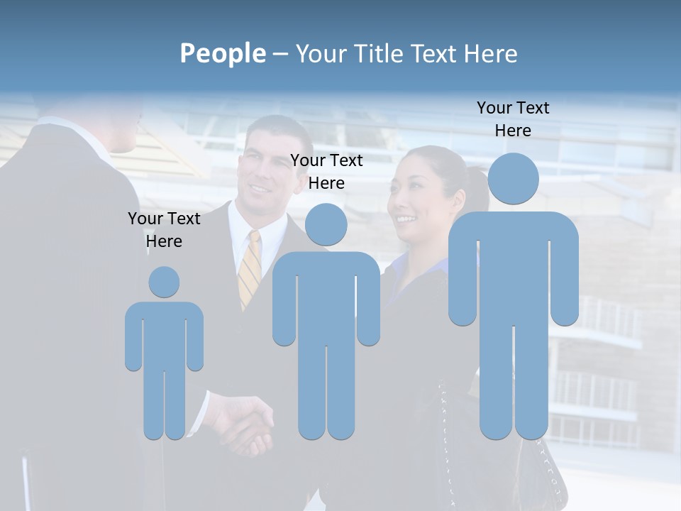 A Business Man And Woman Team At Office Shaking Hands PowerPoint Template