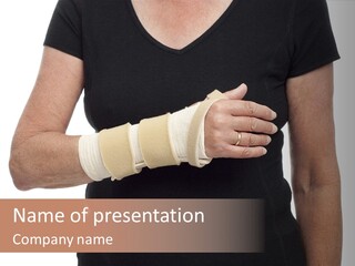 Close Up Of Woman's Arm In Splint PowerPoint Template