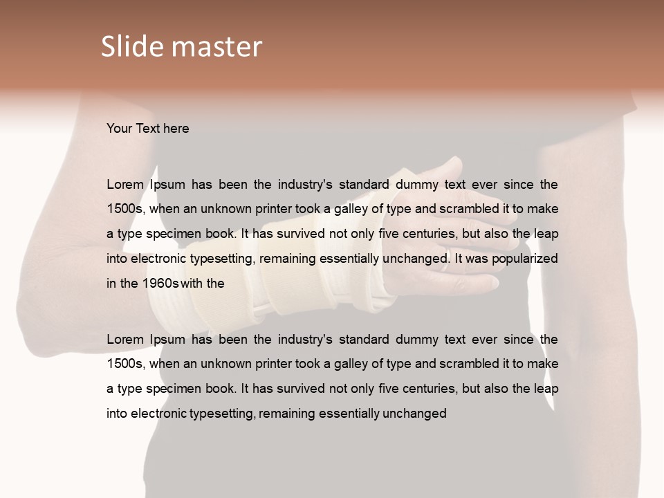 Close Up Of Woman's Arm In Splint PowerPoint Template