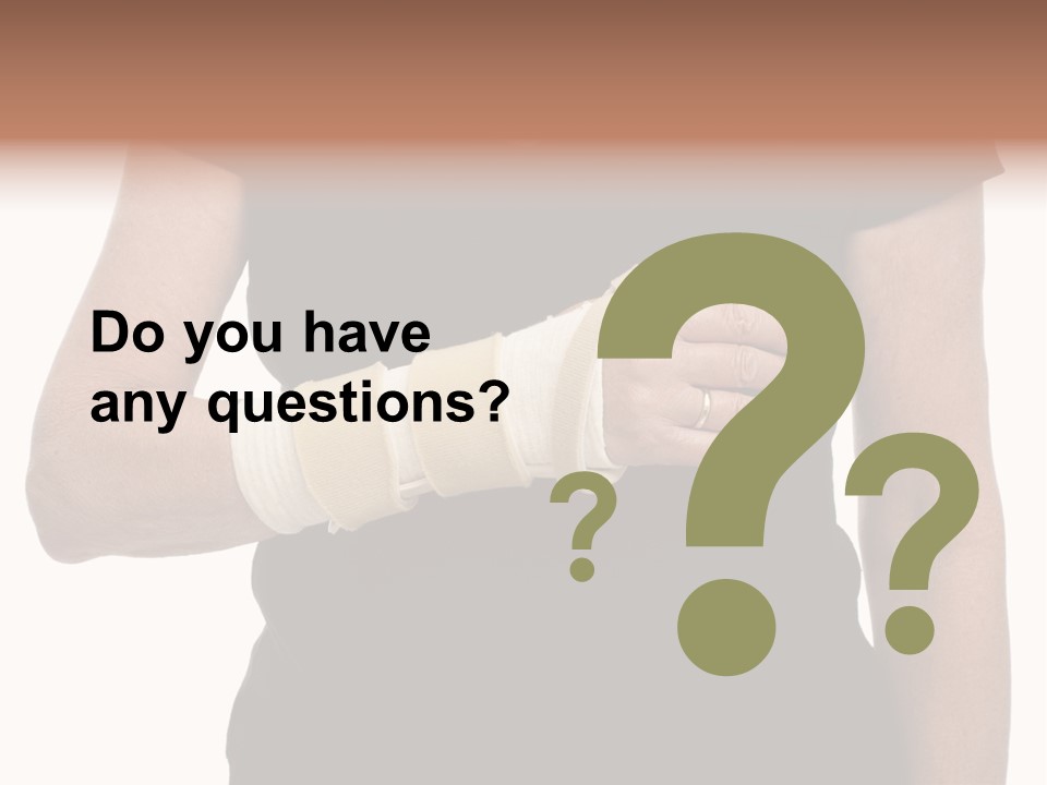 Close Up Of Woman's Arm In Splint PowerPoint Template