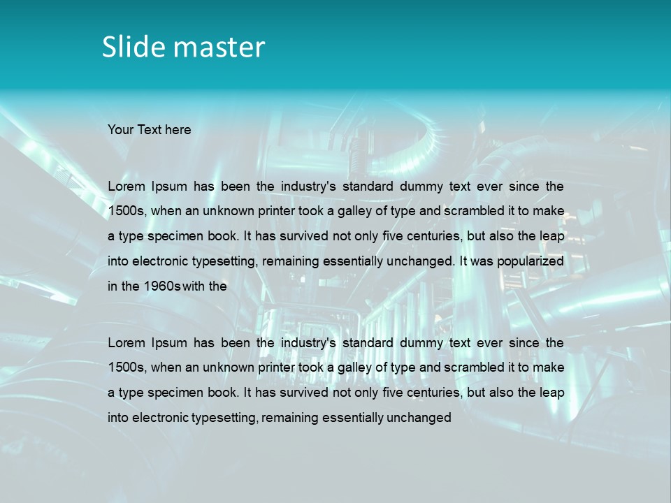 Pipes, Tubes, Machinery And Steam Turbine At A Power Plant PowerPoint Template