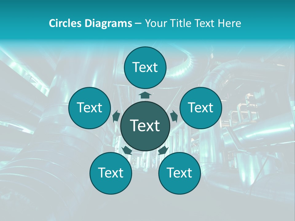 Pipes, Tubes, Machinery And Steam Turbine At A Power Plant PowerPoint Template