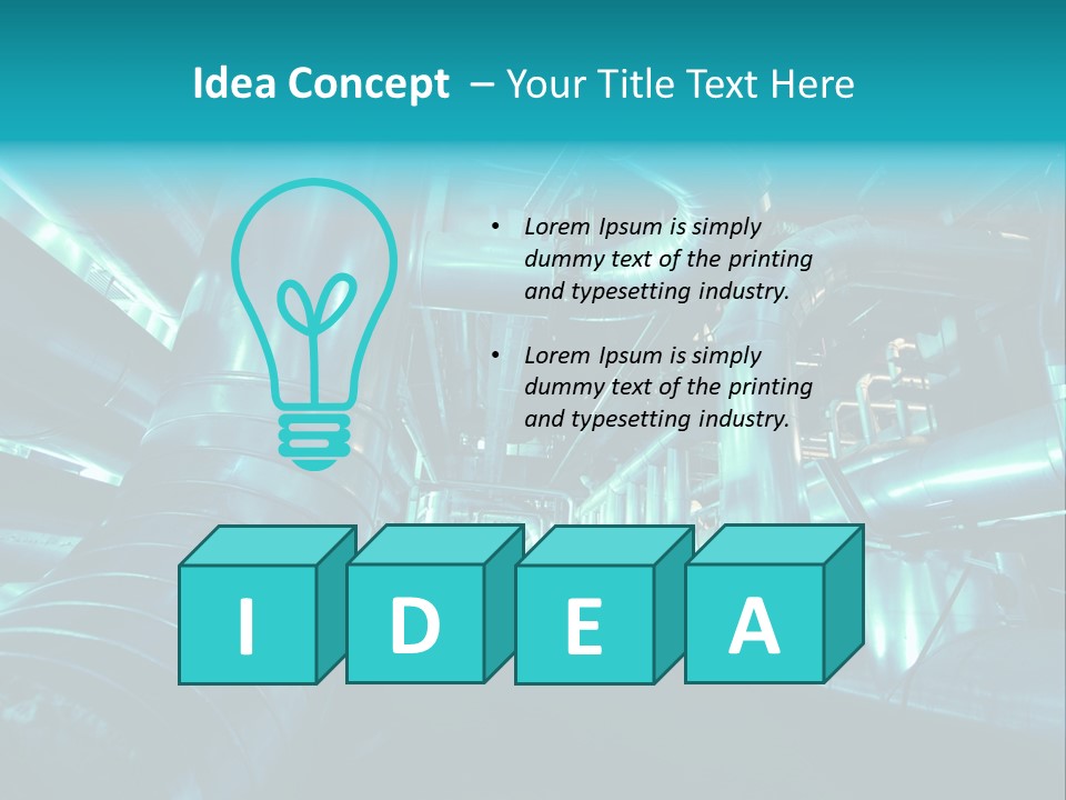 Pipes, Tubes, Machinery And Steam Turbine At A Power Plant PowerPoint Template