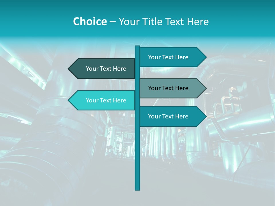 Pipes, Tubes, Machinery And Steam Turbine At A Power Plant PowerPoint Template