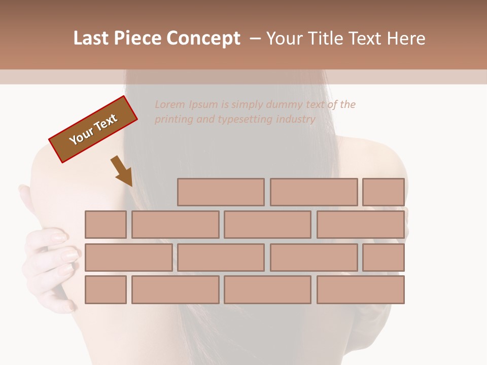 Rear View Of Slender Young Woman With Beautiful Long Straight Hair PowerPoint Template