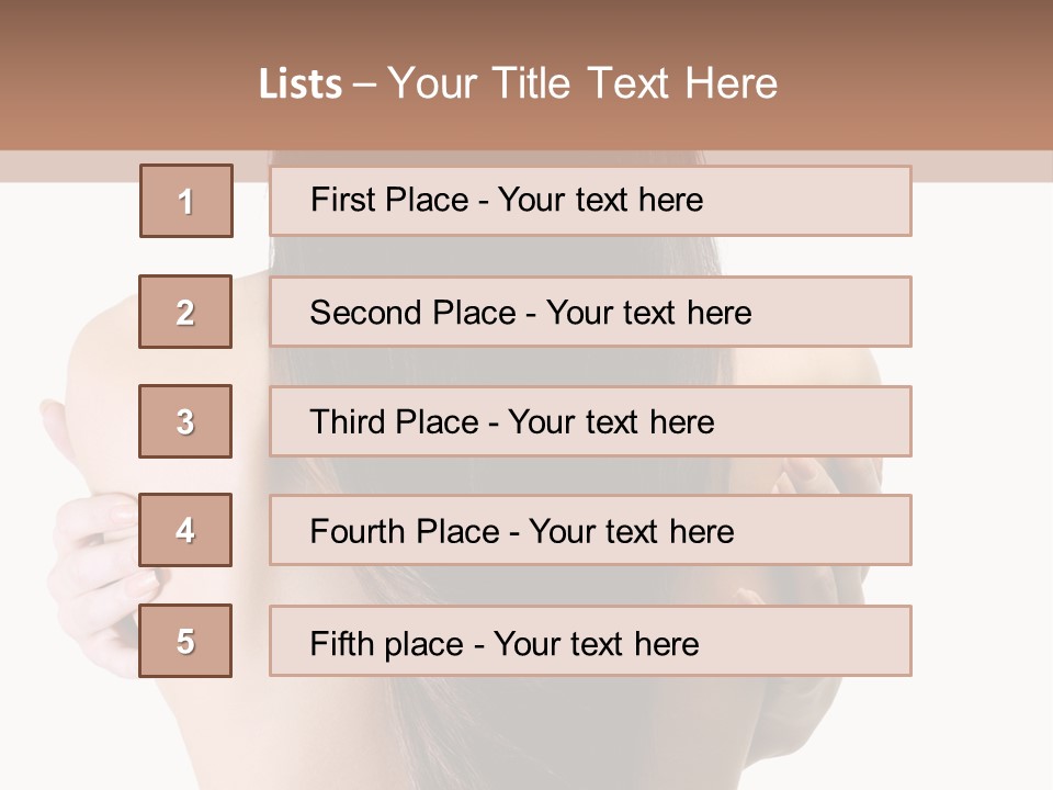 Rear View Of Slender Young Woman With Beautiful Long Straight Hair PowerPoint Template