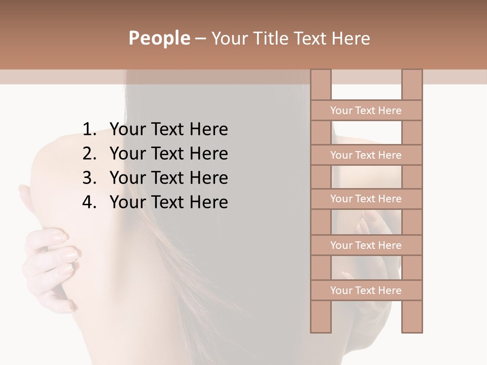 Rear View Of Slender Young Woman With Beautiful Long Straight Hair PowerPoint Template