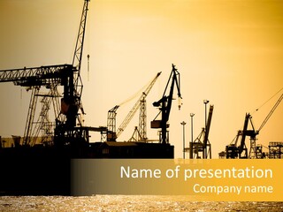Sunset In The Harbor Of Hamburg (Germany) PowerPoint Template