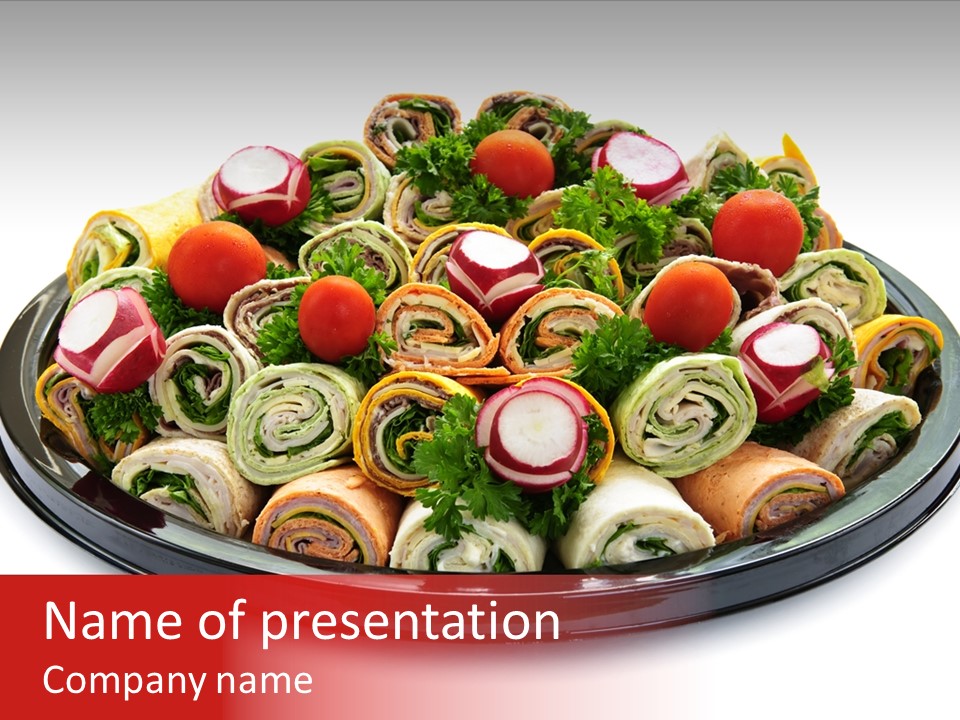 A Platter Filled With Lots Of Different Types Of Food PowerPoint Template