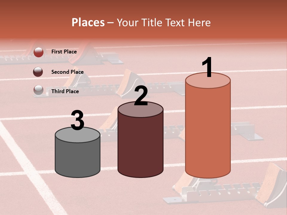 A Row Of Metal Ramps On A Red Tennis Court PowerPoint Template