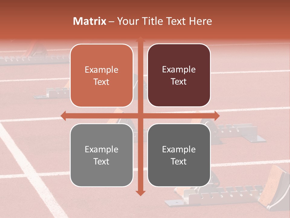 A Row Of Metal Ramps On A Red Tennis Court PowerPoint Template