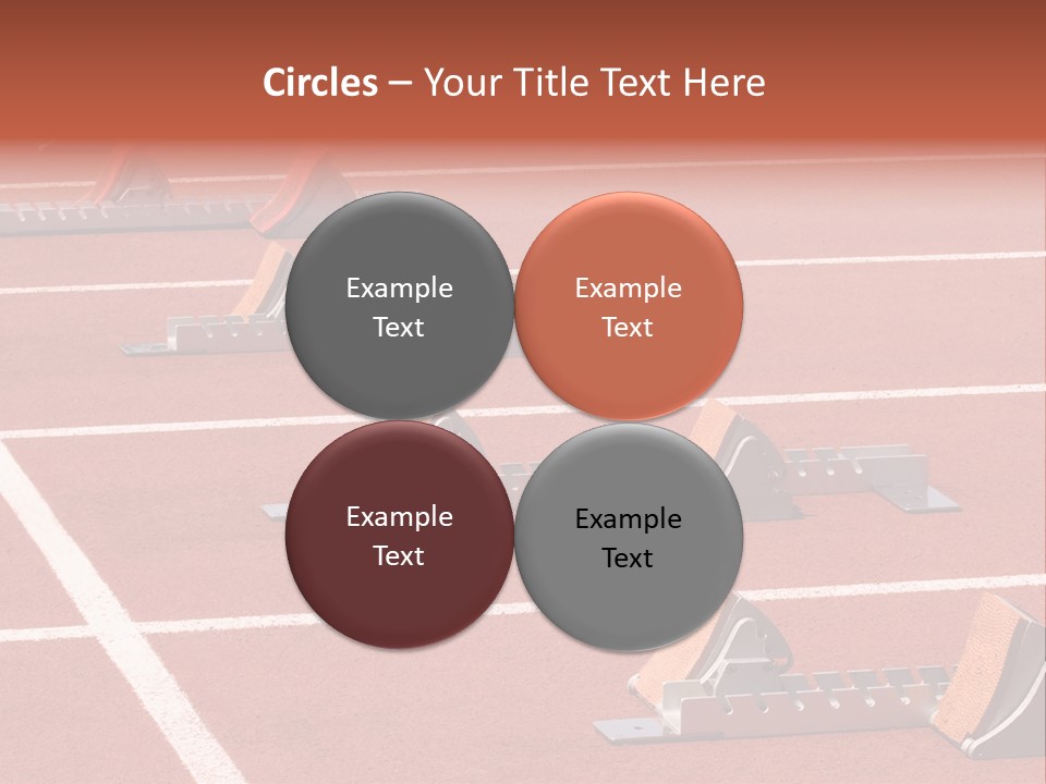 A Row Of Metal Ramps On A Red Tennis Court PowerPoint Template