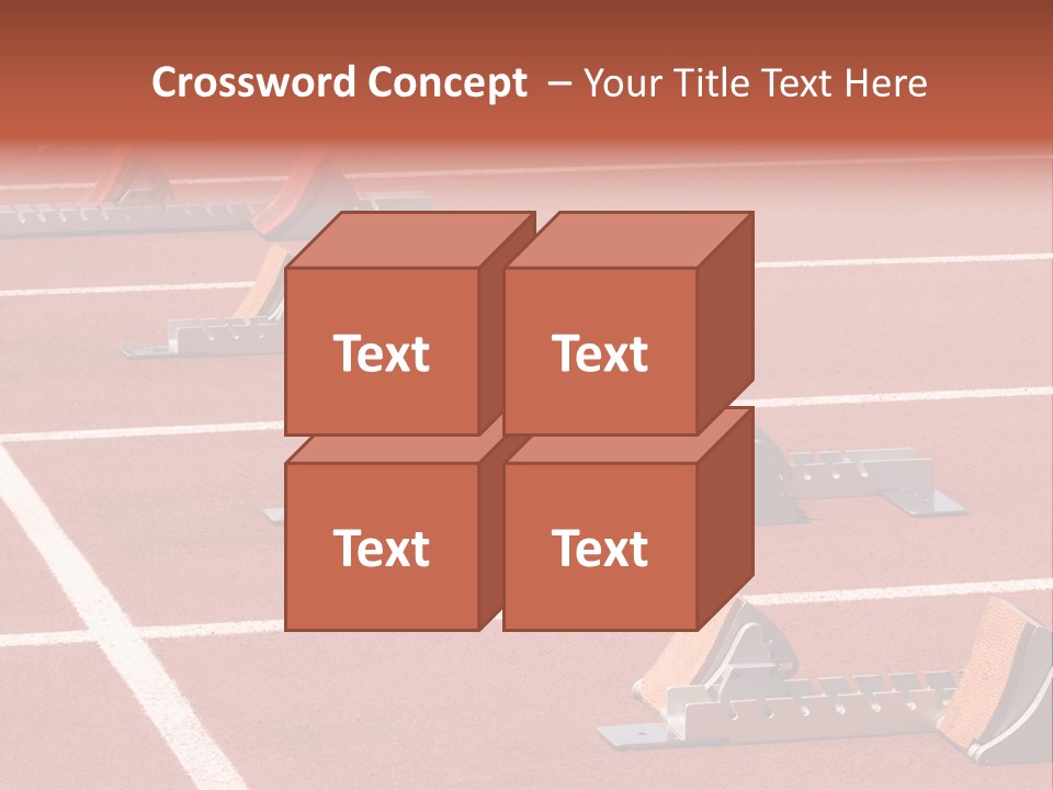 A Row Of Metal Ramps On A Red Tennis Court PowerPoint Template